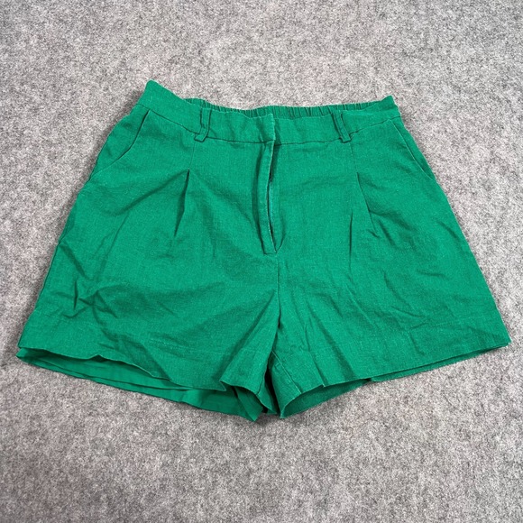 House of Harlow 1960 Kelly Green Linen Blend Chino Shorts Women's Size Medium - Picture 1 of 7